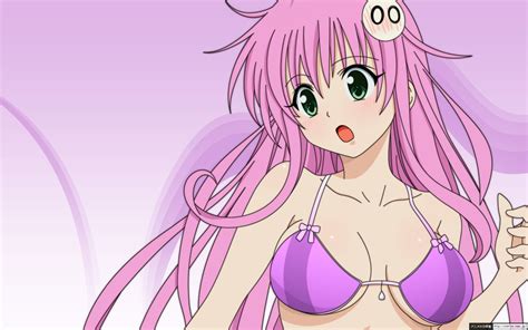 Bikini Blush Breasts Close Green Eyes Lala Satalin Deviluke Long Hair