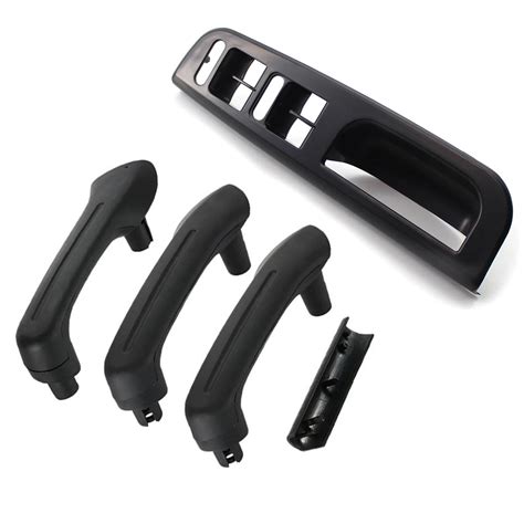 Rhd Black Set Interior Door Grab Handle Cover Trim Fit For Vw Golf