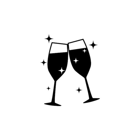 Premium Vector | Champagne drinks cheers celebration silhouette