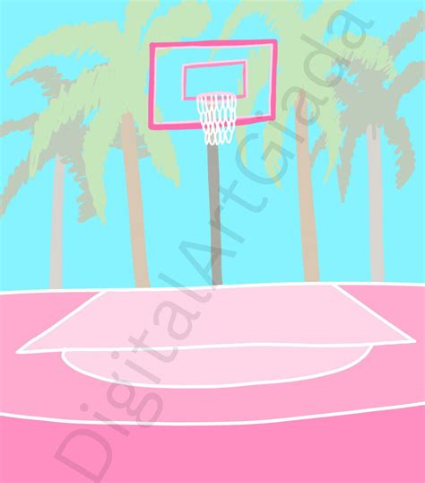 Aesthetic Pink Tropical Basketball Court Print Digital - Etsy