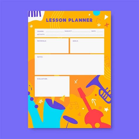 Plano De Aula De Musica Pronto - Plano de aula de música pré-escolar colorido desenhado à mão | Vetor Grátis