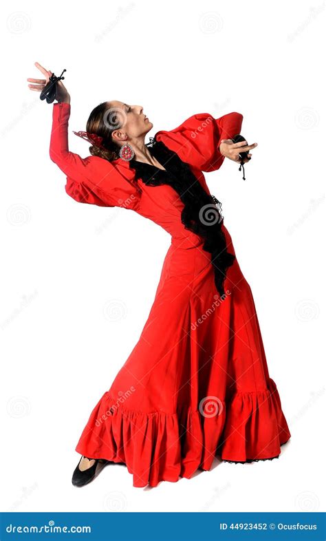 Flamenco Espa Ol Joven Del Baile De La Mujer Con Las Casta Uelas En Sus