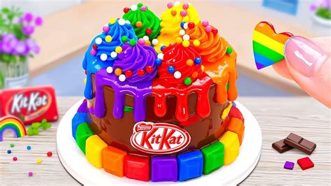 Amazing Rainbow KITKAT Chocolate Cake Try Out Miniature Cake Recipe