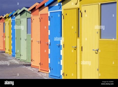 Colourful Beach Huts Seaford Sussex England Stock Photo Alamy