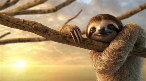 Premium AI Image | brown throated sloth