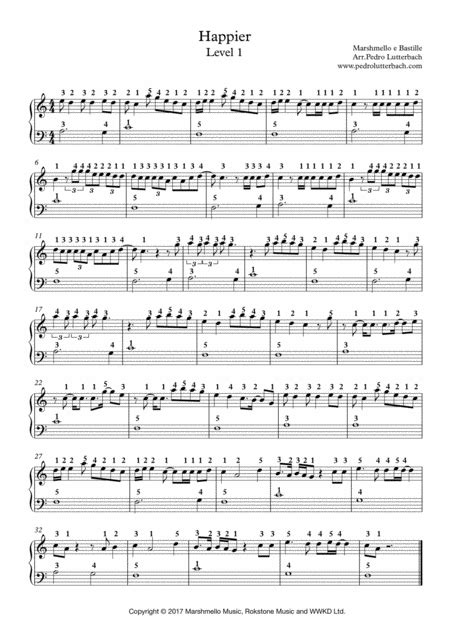 Happier Arr Pedro Lutterbach By Marshmello Feat Bastille Sheet