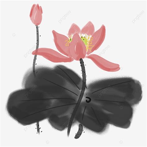 Chinese Style Lotus Hd Transparent Chinese Style Ink Freehand Lotus