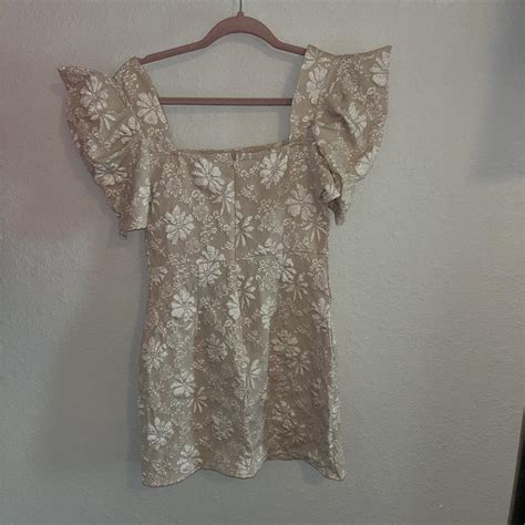 Shein Nude Dress With Floral Detail This Would Be Depop