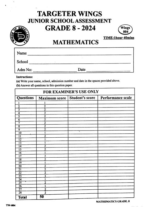 Targeter Wings Grade 8 004 2024 Questions And Answers