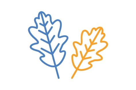 Oak Leaf Blue Orange Line Icon Graphic By Maan Icons Creative Fabrica