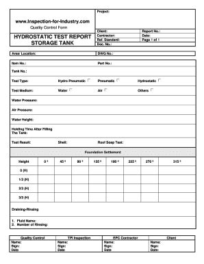 Fillable Online Storage Tank Hydrostatic Test Quality Control And