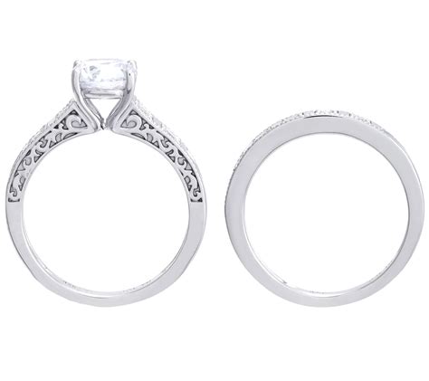 Diamonique Cttw Bridal Ring Set Sterling Silver Qvc