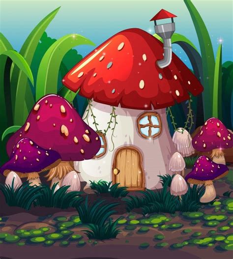 A Mushroom House In The Middle Of The Forest Illustration Of A Picture