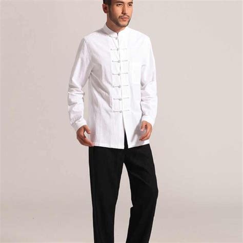 Chino Tradicional Ropa De Kung Fu Cheongsam Camisa De Manga Larga Para Los Hombres Traje Chino