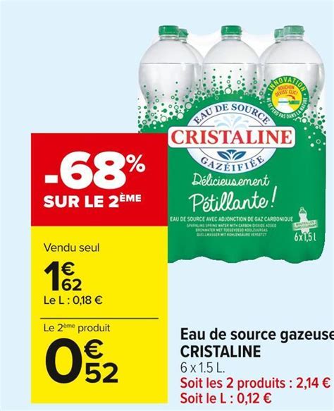 Promo Cristaline Eau De Source Gazeuse Chez Carrefour Market