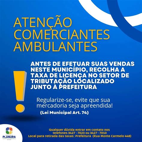 Aten O Comerciantes Ambulantes Prefeitura Municipal De Planura