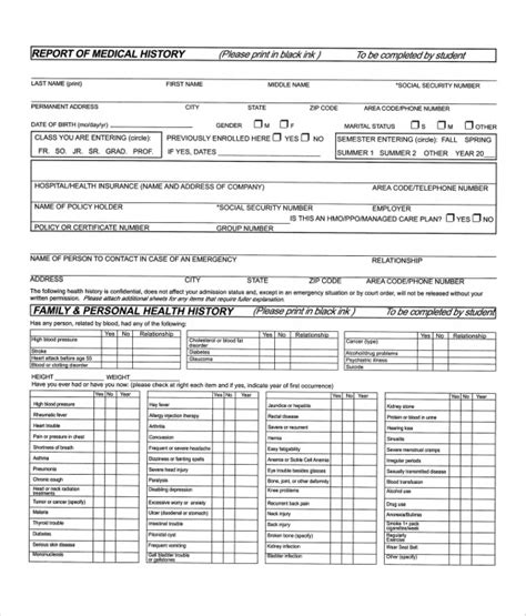 Patient History Form Sample Hq Printable Documents Hot Sex Picture