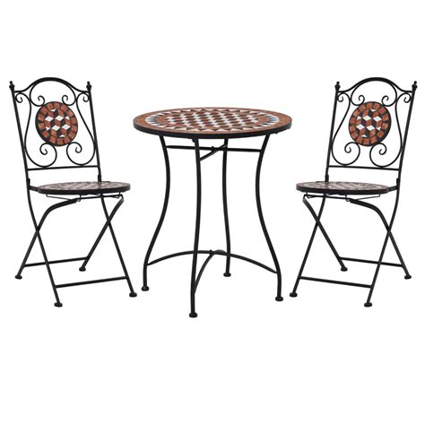 3 Tlg Bistro Set Mosaik Keramik Terrakotta Urban Lifestyle