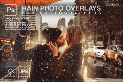 Rain Overlay & Photoshop Overlay Graphic by 2SUNS · Creative Fabrica