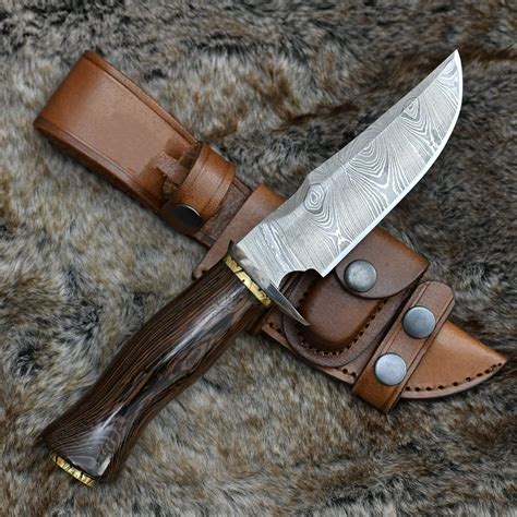 Shokunin Usa Damascus Hunting Knife Custom Damascus Knife 10 5 Hand Forged