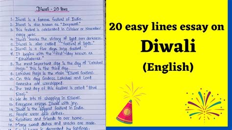 20 Easy Lines On Diwali In Englishessay On Diwali In English Writing