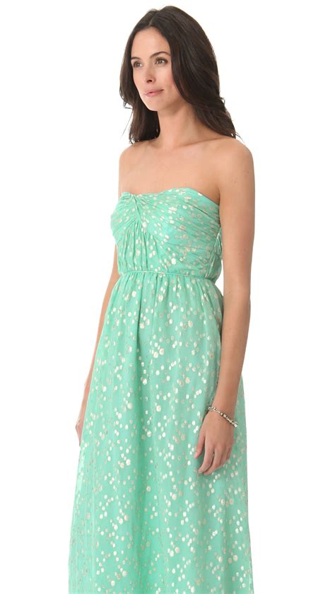 Lyst Shoshanna Jennifer Strapless Maxi Dress In Green