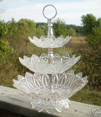 Vintage Federal Glass Petal Tier Tidbit Server