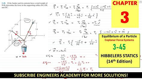 3 45 Chapter 3 Equilibrium Of A Particle Hibbeler Statics 14th Ed Engineers Academy Youtube