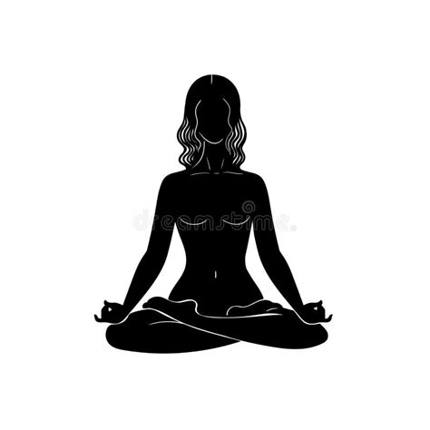 Black White Woman Lotus Position Stock Illustrations 730 Black White