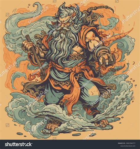 God Fujin Japanese Mythology Vector Stock Vector (Royalty Free ...