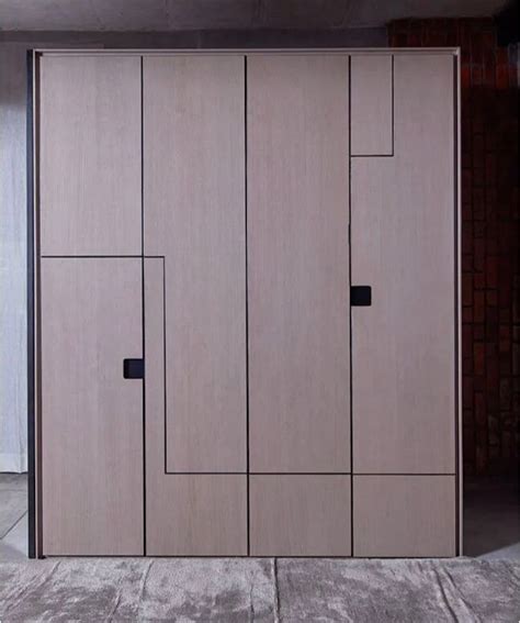 Wood 4 Door Modular Designer Wardrobe Without Mirror With Locker At