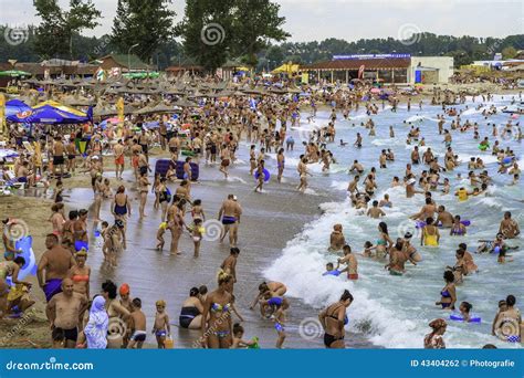 Crowded Beach And People In The Waves Editorial Photography Image Of