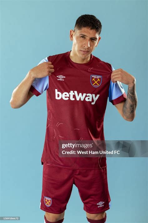 Edson Alvarez of West Ham poses after signing at London Stadium on ...