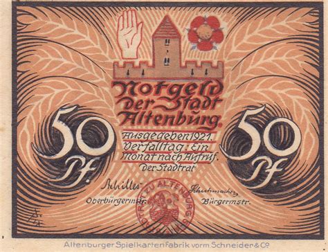 50 Pfennigs City Of Altenburg Thuringia Numista