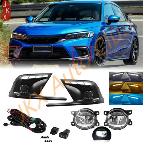 For Honda Civic Led Fog Lamp Drl Daytime Running Light W Turn