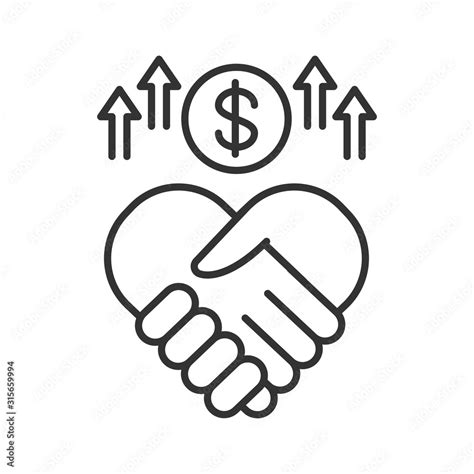 Sponsorship Line Black Icon Handshake And Money Fundraising Vector