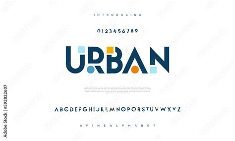 Urban abstract digital technology logo font alphabet. Minimal modern ...