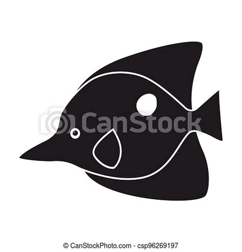 Tropical Fish Vector Black Icon Vector Illustration Exotic Aunafish On