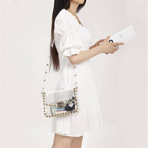 Clear Crossbody Bag Stadium Approved Coromay Fashion Rivet Decor