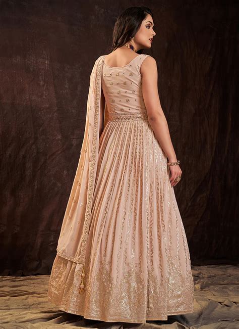 Blush Pink Fully Heavy Designer Work Wedding Special Anarkali Gown