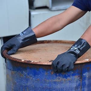 LANON Black Nitrile Chemical Gloves Reusable Thick Rubber Gloves