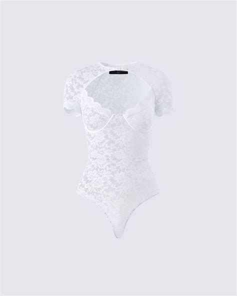 Romona White Lace Cut Out Bodysuit Finesse