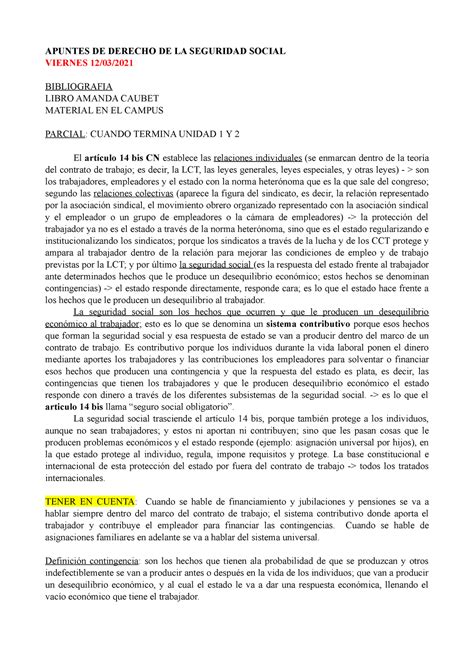 Apuntes Seguridad Social Apuntes De Derecho De La Seguridad Social