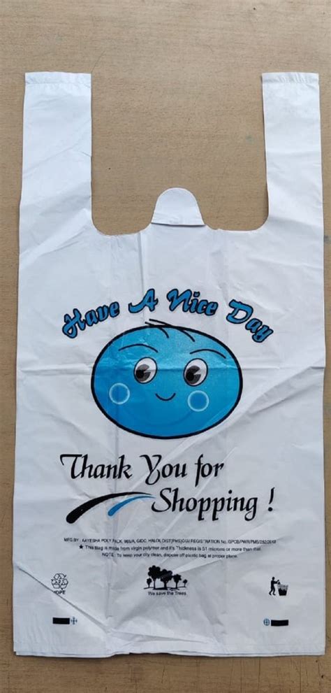 Plastic White Printed Polythene Bag For Shopping Capacity 0 5 5 Kg