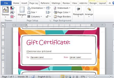 Microsoft Gift Certificate Templates