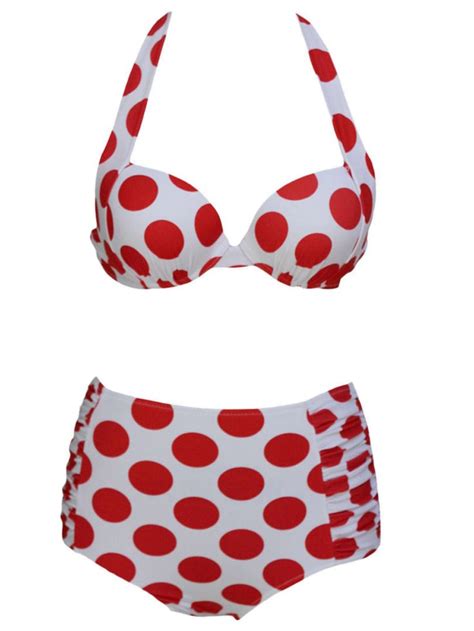 Red Polka Dot Triangle Bikini Choies Vintage Swimwear Polka