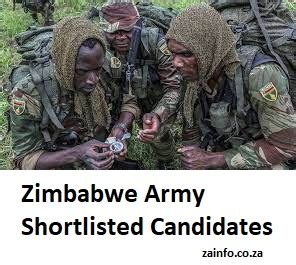 Zimbabwe Army Shortlisted Candidates 2025 2026 Application Form