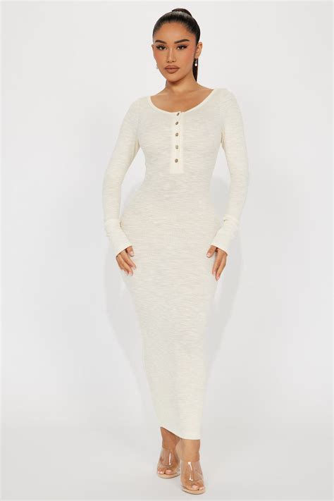 Come With Me Ribbed Maxi Dress Cream Fashion Nova Dresses