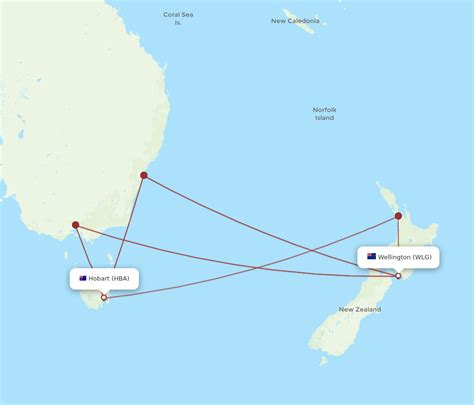 Flights From Hobart To Wellington Hba To Wlg Flight Routes