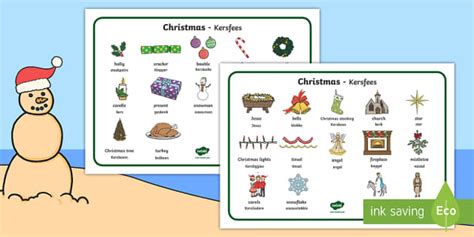 Christmas Word Mat English Afrikaans Professor Feito